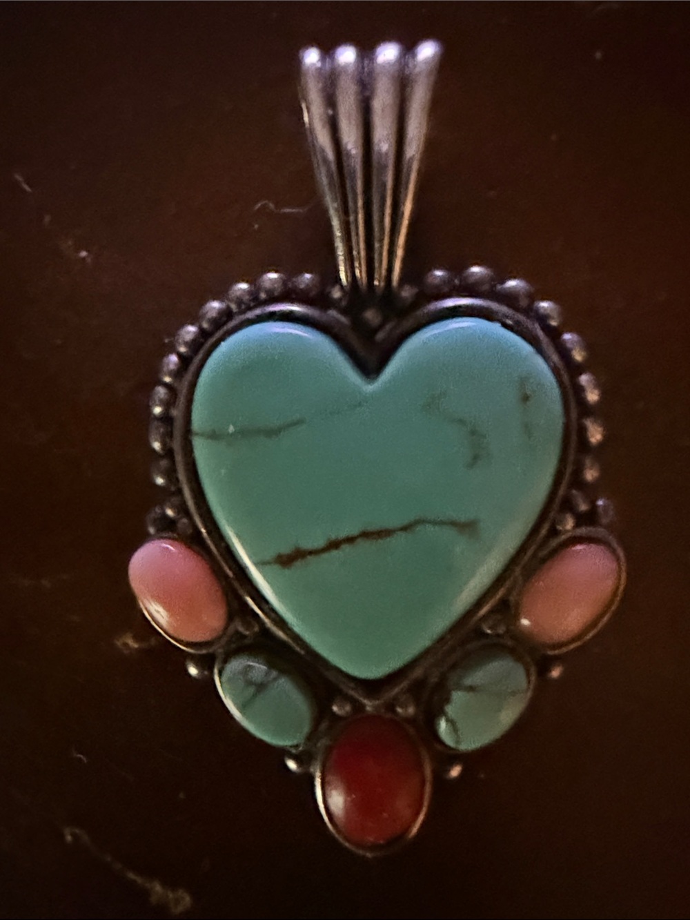 Very old turquoise and sterling silver pendant - Picture 5 of 5
